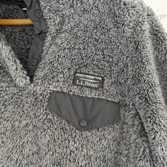 LL Bean Gray Hi-Pile Fleece Pullover XS - Picture 4 of 7
